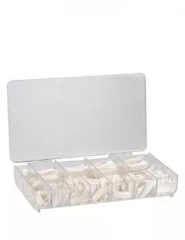Profi Nageltips Sortierbox - Premium Tipbox Tipkasten mit Tips für künstliche Fingernägel, D-Tips french Weiß, 600 Stück